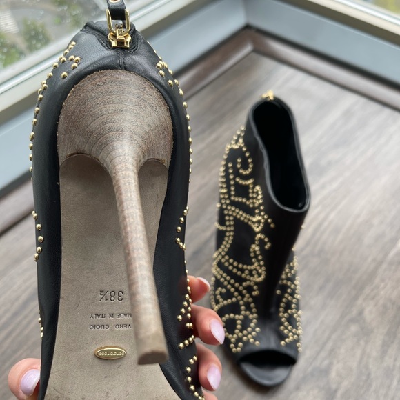 Sergio Rossi peep toe studded bootie - LIKE NEW - Picture 5 of 5